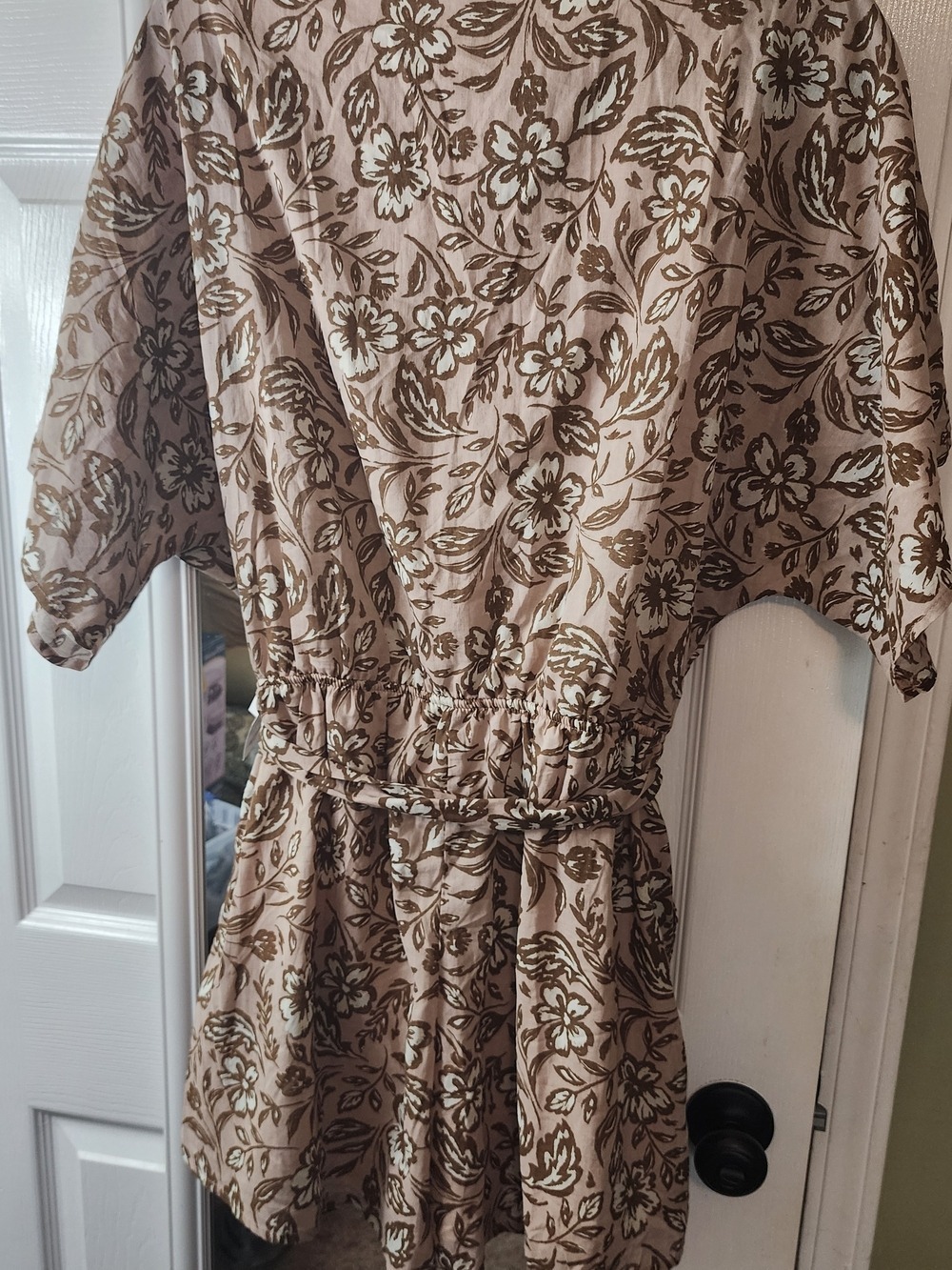 Baltic Born Cream Brown Floral Wrap Dress - Picture 7 of 7